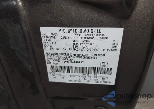 1FTRX12W86NA48917: 43016159