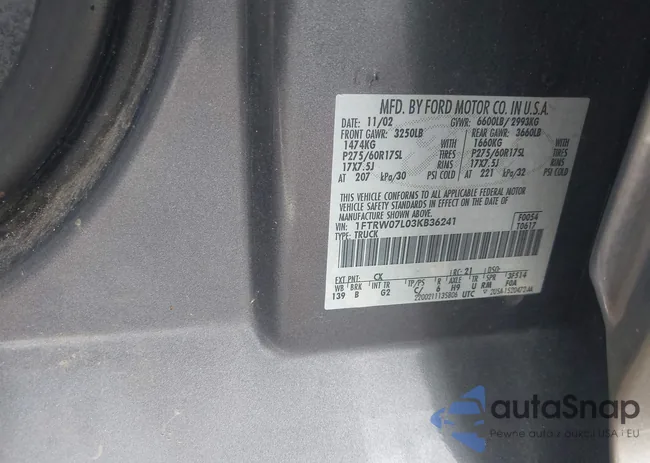 1FTRW07L03KB36241: 43016178