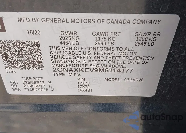 2GNAXKEV9M6114177: 43016258