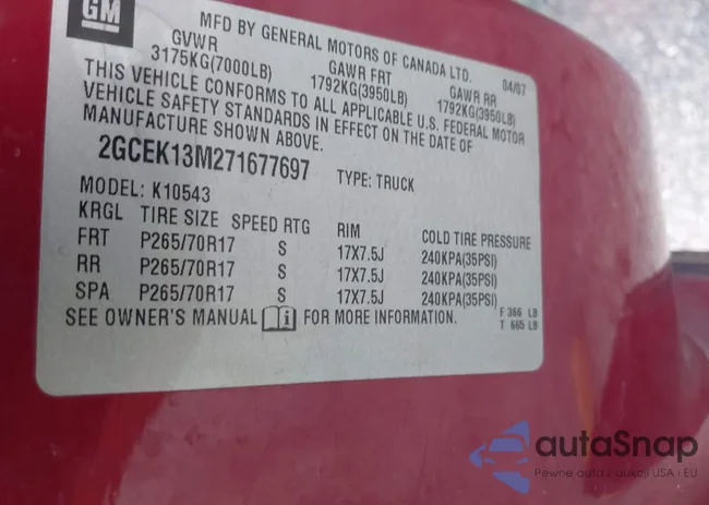 2GCEK13M271677697: 43017451