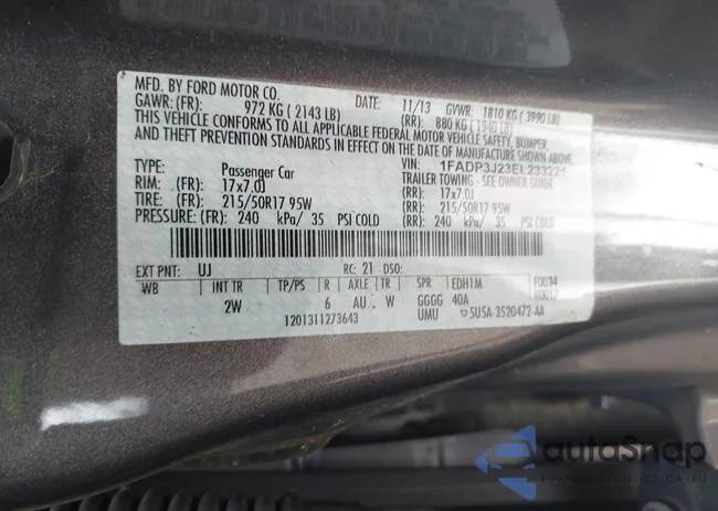 1FADP3J23EL233221: 43017464