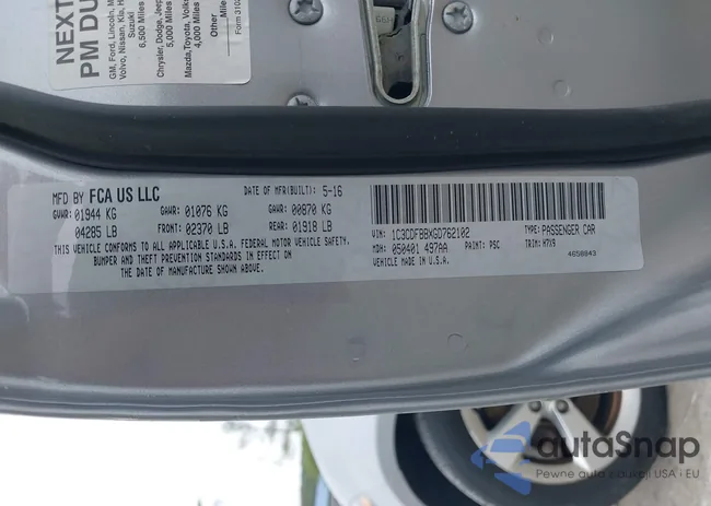 1C3CDFBBXGD762102: 43017499