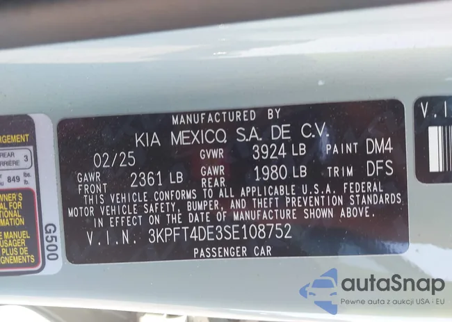 3KPFT4DE3SE108752: 43017530