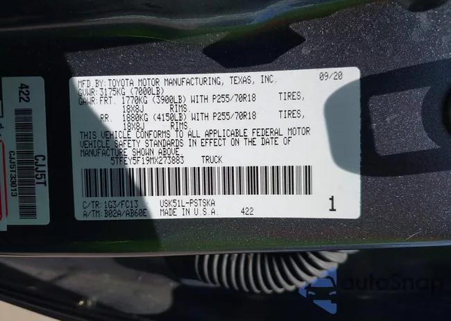 5TFEY5F19MX273883: 43017555