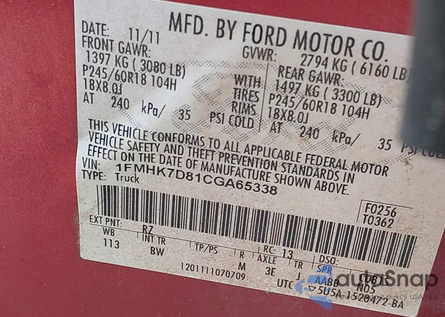 1FMHK7D81CGA65338: 43017618