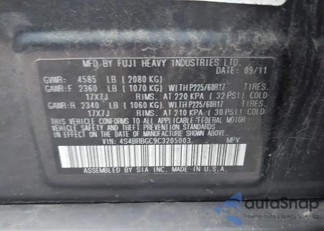 4S4BRBGC9C3205003: 43016884