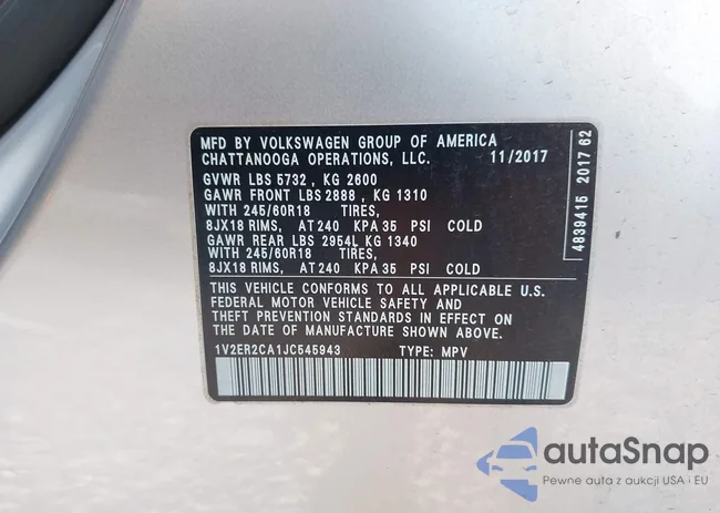 1V2ER2CA1JC545943: 43016885