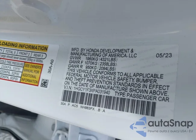 1HGCY1F3XPA031940: 43016906