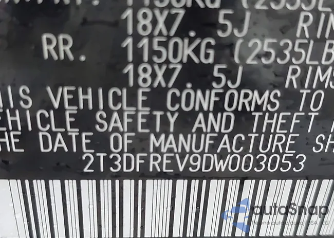 2T3DFREV9DW003053: 43016956