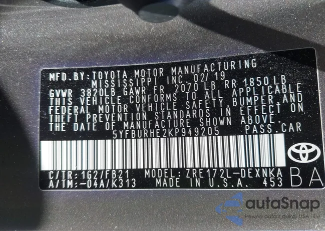 5YFBURHE2KP949205: 43017015