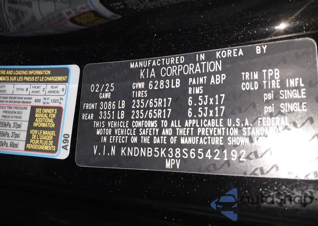 KNDNB5K38S6542192: 43017041