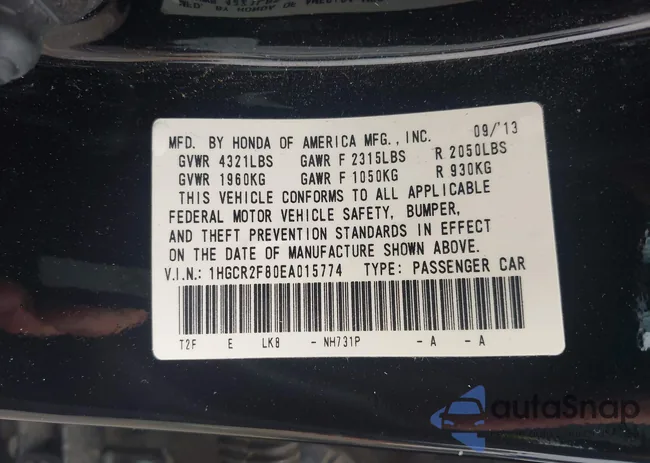 1HGCR2F80EA015774: 43017145