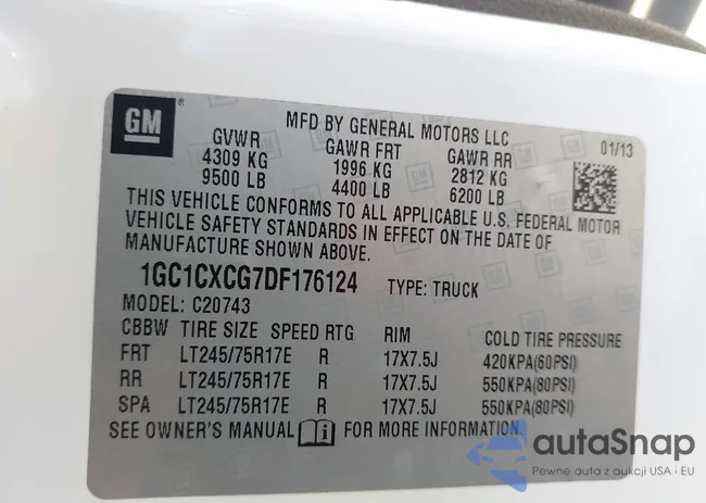 1GC1CXCG7DF176124: 43017232