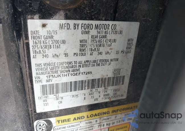 1FMJK1HT1GEF17285: 43018342