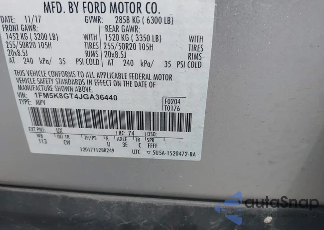 1FM5K8GT4JGA36440: 43018355