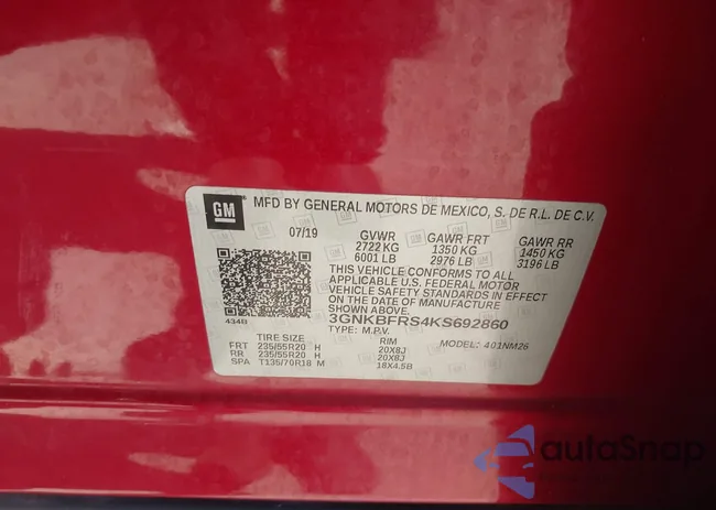 3GNKBFRS4KS692860: 43018417