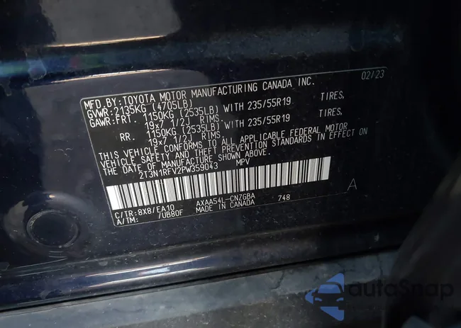 2T3N1RFV2PW359043: 43018425