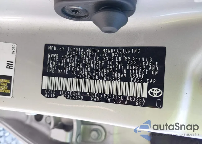 5YFS4RCE6LP015539: 43018483