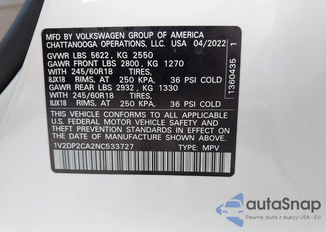 1V2DP2CA2NC533727: 43018494