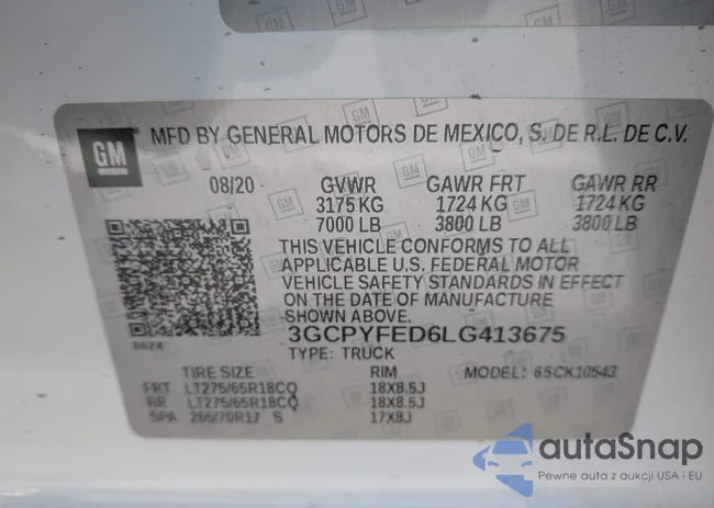 3GCPYFED6LG413675: 43018635