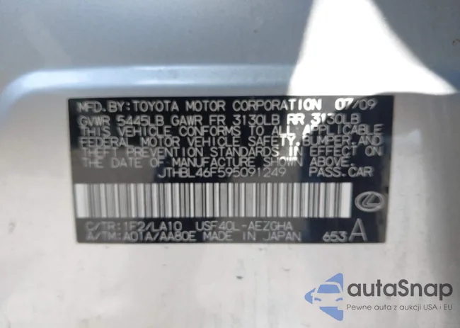 JTHBL46F595091249: 43018641