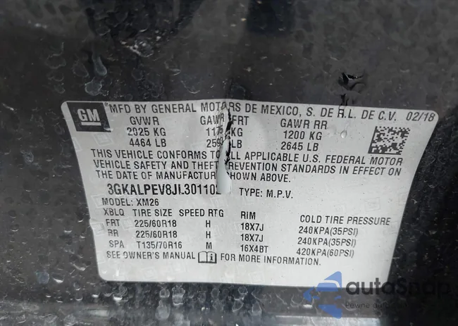 3GKALPEV8JL301102: 43018671