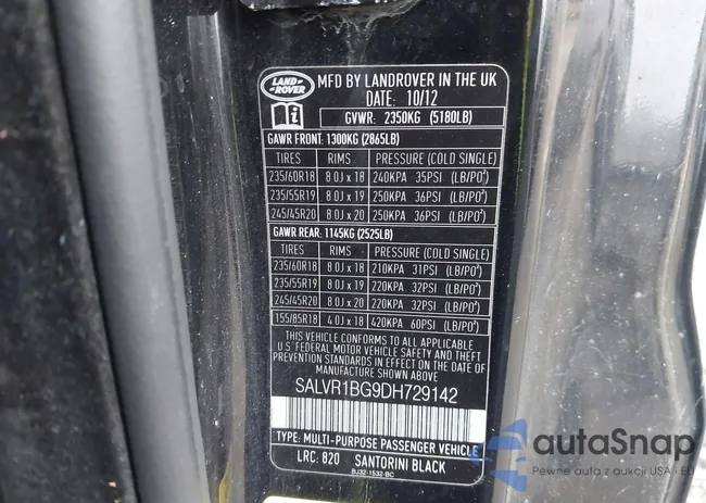 SALVR1BG9DH729142: 43018743