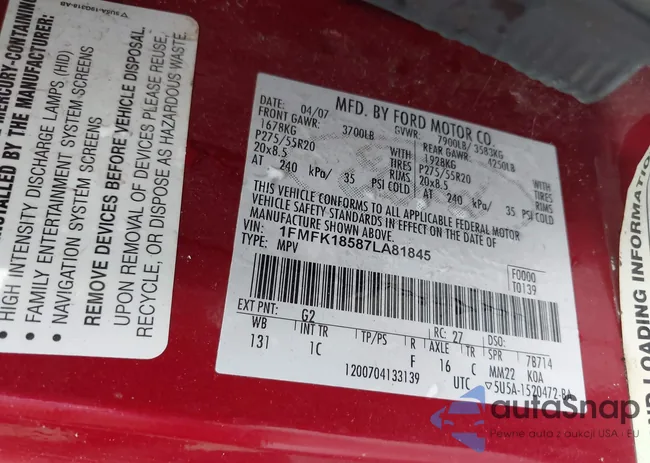 1FMFK18587LA81845: 43018777