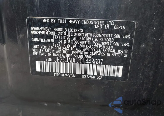 JF2SJADC2GH443697: 43018788