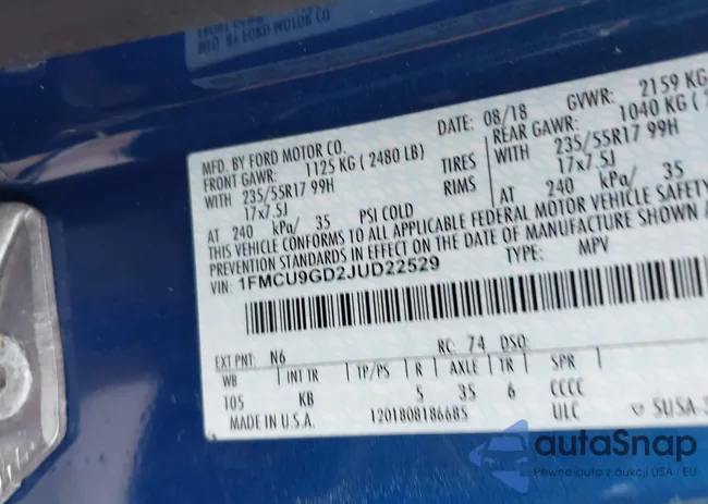 1FMCU9GD2JUD22529: 43018845