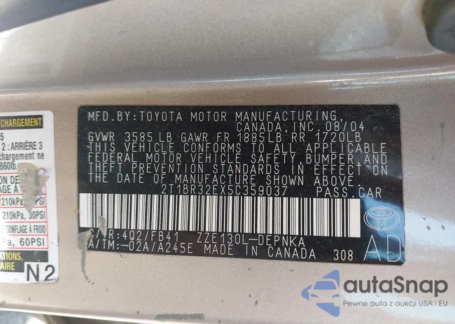 2T1BR32EX5C359037: 43017895