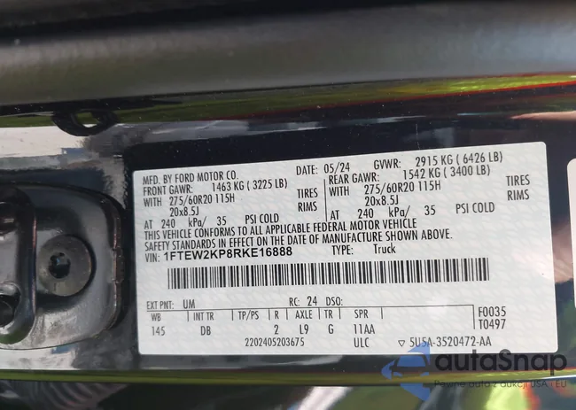 1FTEW2KP8RKE16888: 43017912