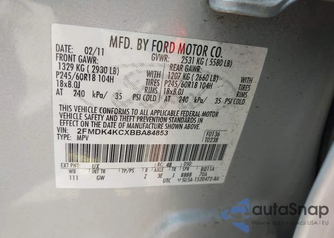 2FMDK4KCXBBA84853: 43018009