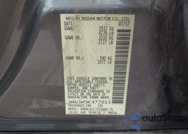 1N4AL3AP5HC477015: 43018031