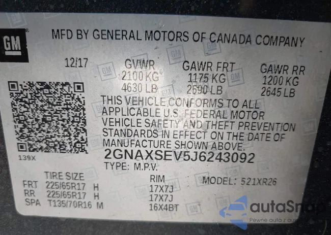 2GNAXSEV5J6243092: 43018110