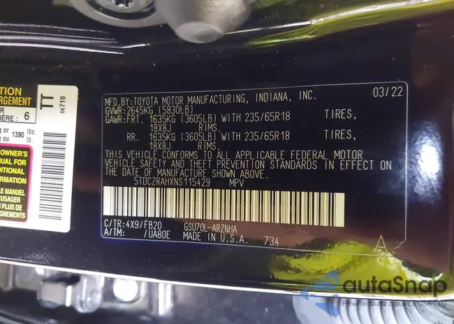 5TDCZRAHXNS115429: 43018135