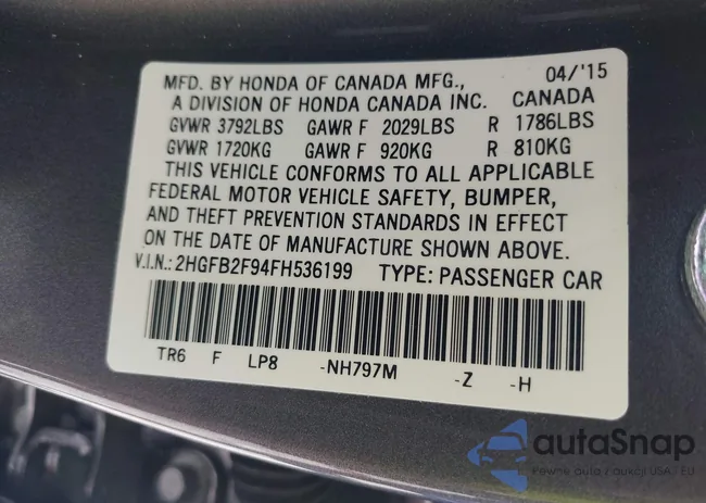 2HGFB2F94FH536199: 43018164