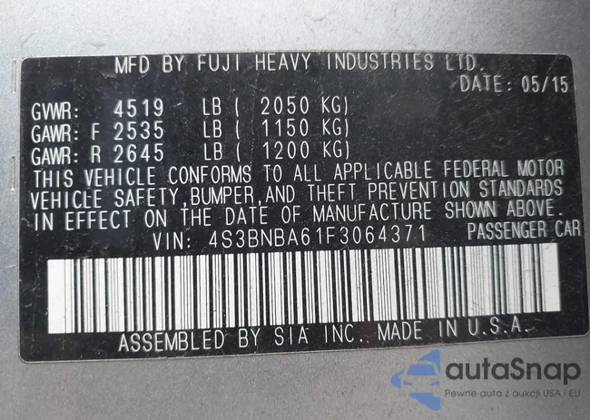 4S3BNBA61F3064371: 43018226