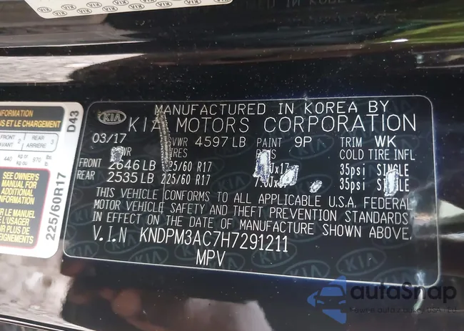 KNDPM3AC7H7291211: 43019278