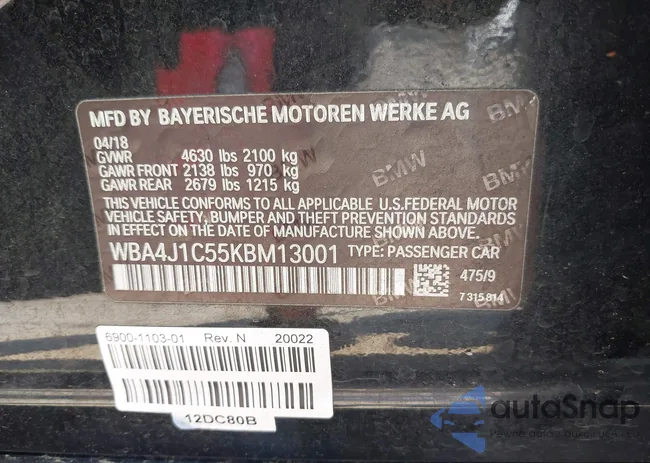 WBA4J1C55KBM13001: 43019341