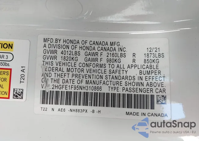 2HGFE1F95NH310866: 43019384