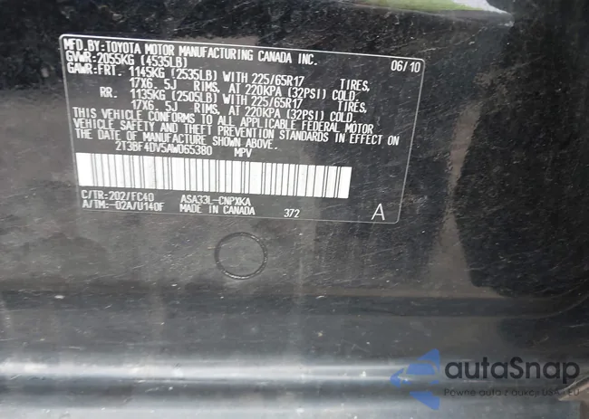 2T3BF4DV5AW065380: 43019464