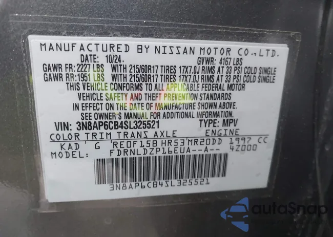 3N8AP6CB4SL325521: 43019487