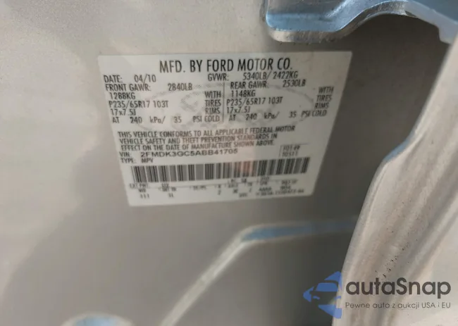 2FMDK3GC5ABB41705: 43019566