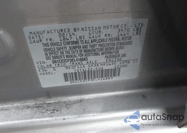 3N1CE2CP3EL416883: 43019571