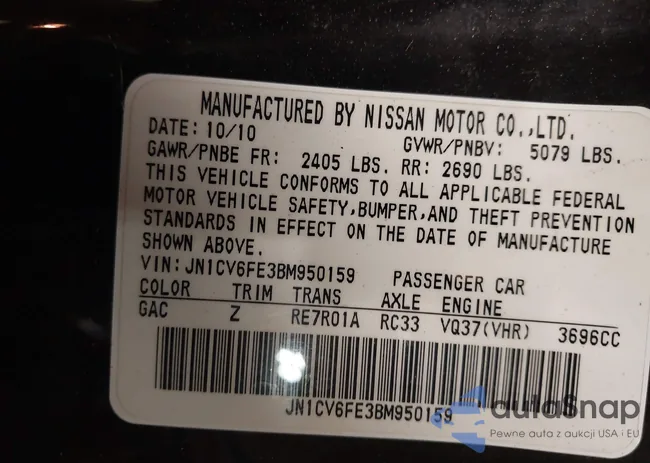 JN1CV6FE3BM950159: 43019601