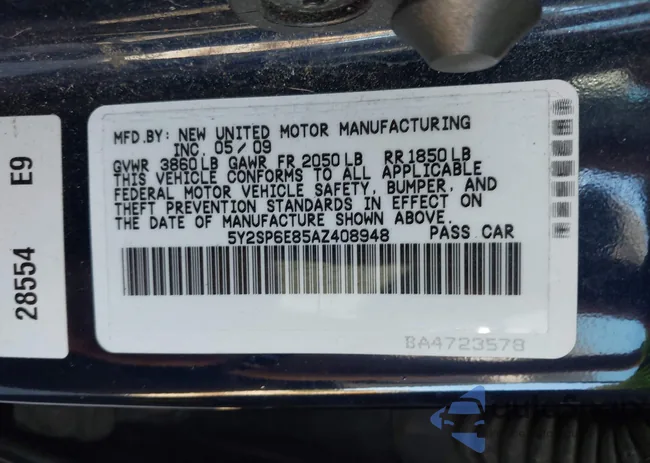 5Y2SP6E85AZ408948: 43019754