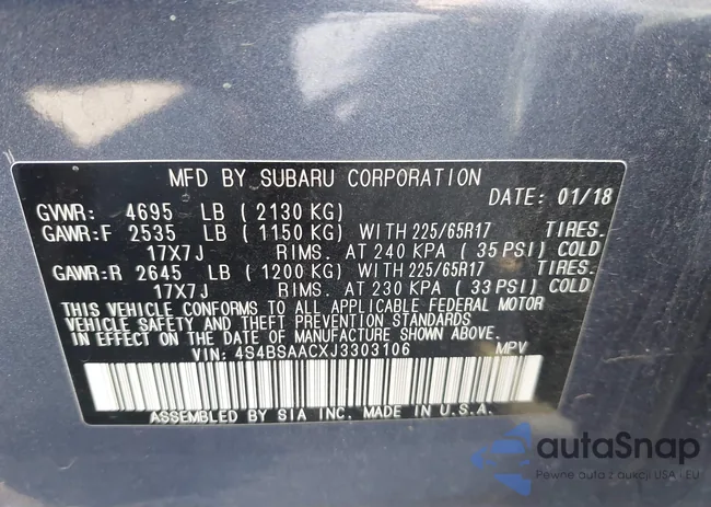 4S4BSAACXJ3303106: 43019764