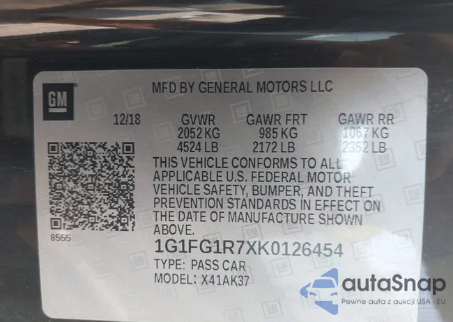 1G1FG1R7XK0126454: 43018918