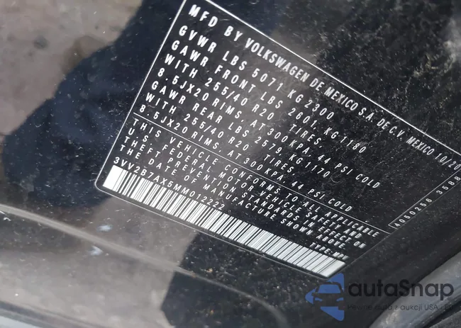 3VV2B7AX5MM012222: 43018936